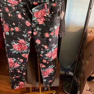 NWT Big Star Alex Mid Rise Skinny Vintage Rose Floral Jeans Denim Pants 28